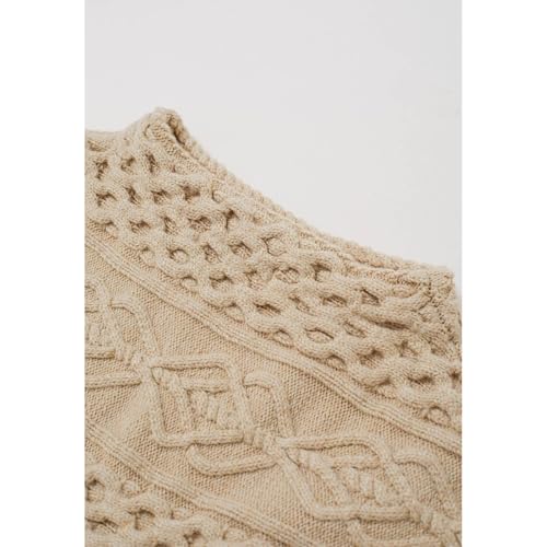 CHICWISH Women Cable Knit Sweater Dress Boat Neck High Waisted Knit Dresses Elbow Sleeves Solid Fall Trendy Casual Long Dress4