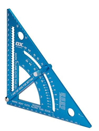 OX Pro Adjustable Aluminium Rafter Square 180mm, Heavy Duty, Laser-Etched Markings, Multi-Scale, Scribe Notches, OX-P507818 2 OX Pro Adjustable Aluminium Rafter Square 180mm, Heavy Duty, Laser-Etched Markings, Multi-Scale, Scribe Notches, OX-P507818 - Image 2