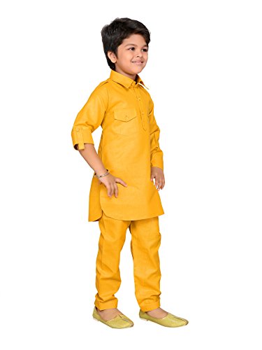 Image of AJ DEZINES Pathani Suit For Kids Boys | Boys Kurta Set | Traditional Party & Ethnic Wear | Kids Kurta Pyjama Set | Solid Cotton Kurta Pajama | Wedding & Festive Outfit - Regular Fit