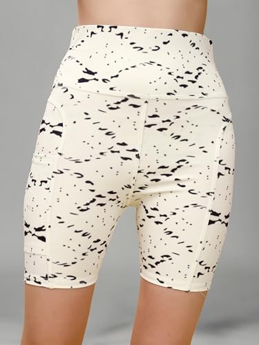Image of Women's Polyester Stretchable Gym Shorts with Side Pockets High Waist Slim Fit Above Knee Length Activewear Tights Gym Fitness Cycling Running Yoga Shorts for Women
