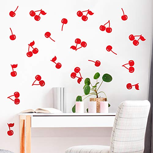 Set de 30 Vinilos Decorativos de Cerezas Rojo miniatura 2