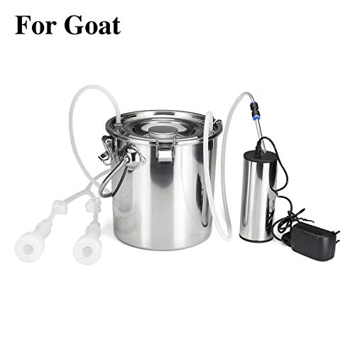 5L Cow Goat Sheep Electric Milking Machine Stainless Steel Bucket Suction Milker Vacuum