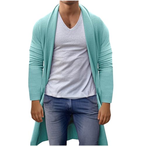 Sweaters for Men Long Cardigan Breathable Shawl Collar Knit Sweater Fall Winter Loose Overcoat Open Front Outerwear