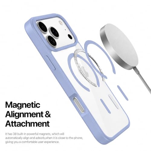 Image of DIZORO Compatible iPhone 17 Pro Max Case,(Compatible with MagSafe) Non Yellow Military-Grade Drop Protection & Hard PC Back Cover Slim Transparent Anti-Scratch Shockproof Phone Case - Official Blue