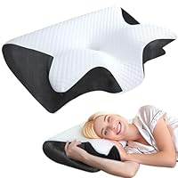 Orthopädisches Nackenkissen aus Memory Foam, Ergonomisches Kopfkissen Nackenschmerzen, Memory Foam Pillow Kopfkissen für Seiten, Rücken & Bauchschläfer zur Verbesserung der Schlafqualität (Schwarz)