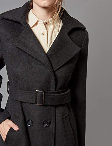 Escalier Womens Wool Coat Double Breasted Pea Coat Winter Long Trench Coat with Belt4