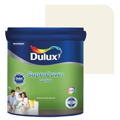 Image of Dulux SuperCover Ultra - Premium Interior Emulsion Paint For Walls and Ceilings | Smooth Matte Finish | Durable, Long-Lasting Paint with Extra Coverage, Off White (1L, Crisp Linen, 4 Years Warranty)