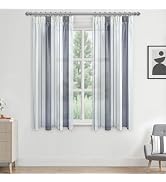 MRTREES Perdele cu bandă încrețită, Perdele scurte, Gri și Alb, Set de 2, 145x140 cm, Perdele cu...