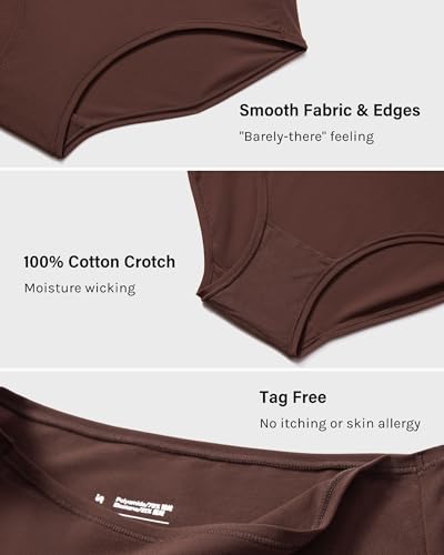 Image of INLYRIC Women's Inbarely Soft Full Briefs - Mid Waist Underwear Breathable Stretch Tagless Ladies Panties 3 Pack