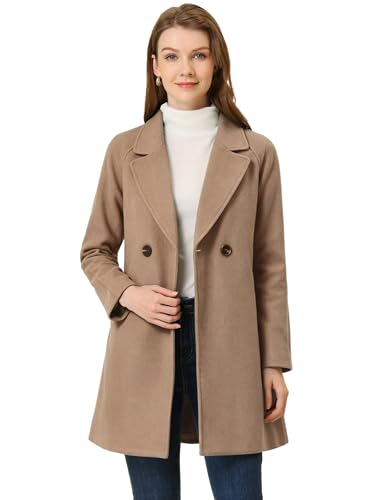 Manteau d'hiver à manches raglan et double boutonnage pour femme Kaki foncé XS