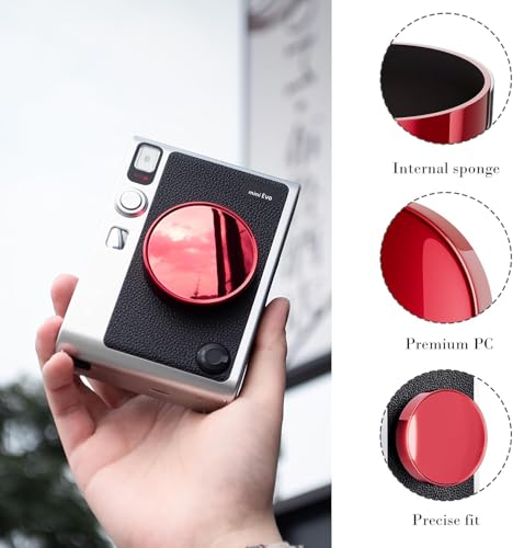 Tapa de lente Rieibi para Fujifilm Instax Mini Evo, accesorios Fuji Instax - Cuerda anti-pérdida, cubierta de lente Mini Evo de material PC con interior acolchado - Rojo miniatura 3