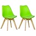 WOLTU 2X Sedie da Cucina con Schienale di Plastica Seduta Morbida di Ecopelle Gambe in Legno Verde BH29gn-2