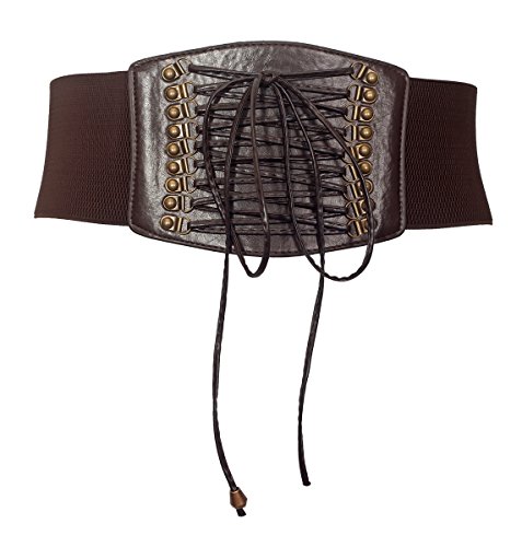 eVogues Plus size Faux Leather Corset Look Elastic Belt Black