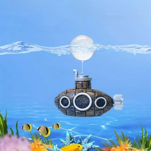 Image of JIANWEI Floating Fish Tank Decoration, Cute Retro Submarine Aquarium Decoration with Float Balls Resinous Fish Tank Accessorie Perfect for Fish and Floating Aquarium Decor(as Shown)