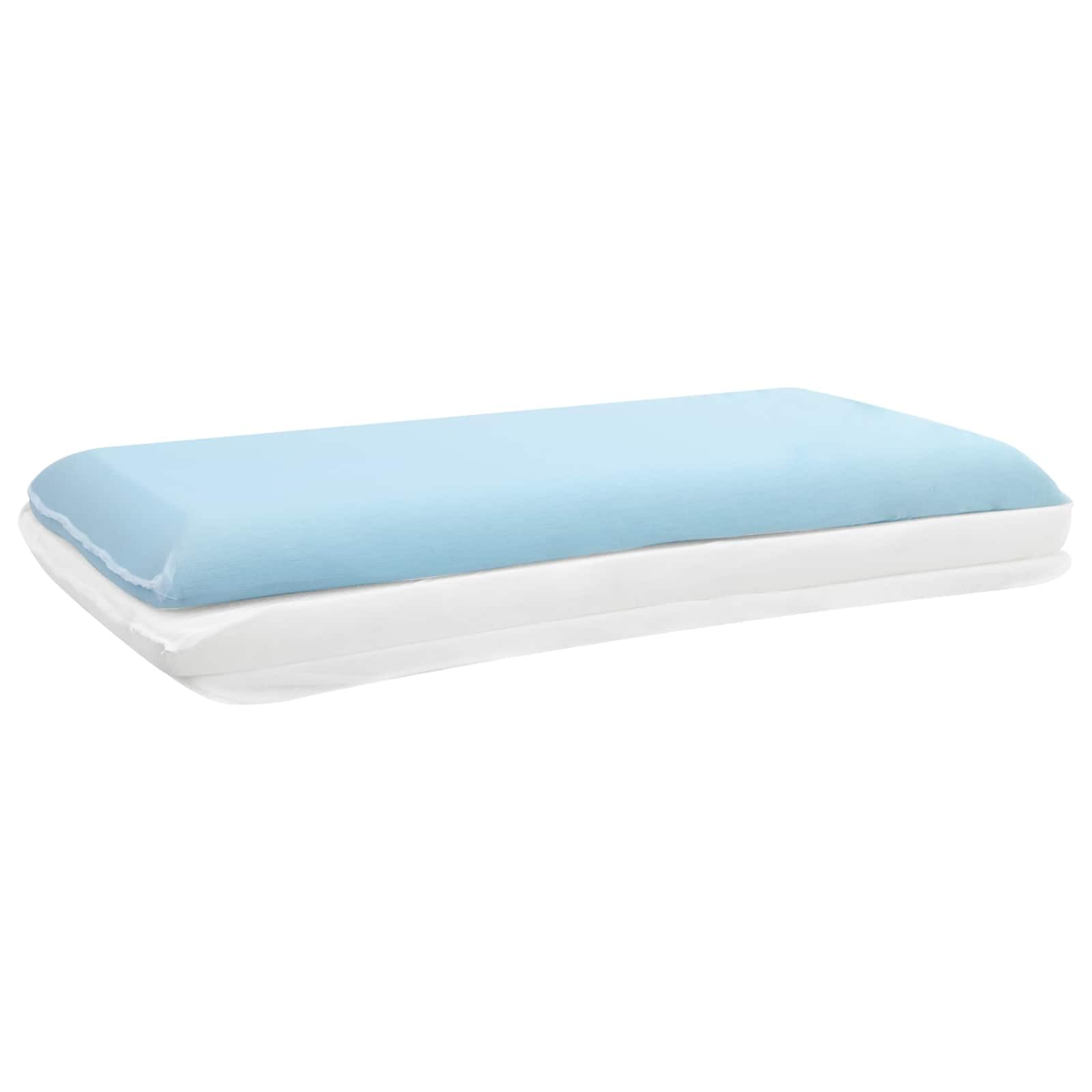 Cuscino in fibra di bambù, 30 x 50 x 9 cm, cuscino cervicale bianco con tecnologia gel rinfrescante, cuscino in memory foam per dolori al collo e alla schiena, moderno cuscino per dormire traspirante