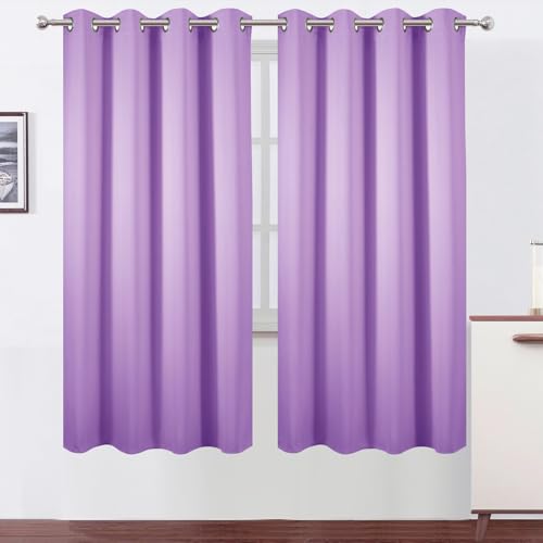 Image of LEMOMO Blackout Curtains 66 x 72 Inch Long Lavender Curtains Set of 2 Panels Room Darkening Curtains for Bedroom and Living Room