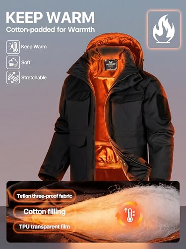 Image of FREE SOLDIER Men's Waterproof Ski Winter Jacket Warm Winter Snow Snowboard Coat with Multi Pockets Detachable Hood