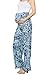 My Bump Women's Maternity Casual Bohemian Damask Palazzo Pants W/Tummy Control