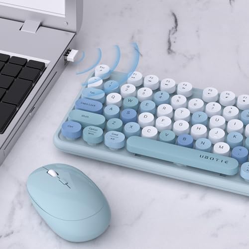 Image of UBOTIE Colorful Wireless Keyboard and Mouse Combo (Blue-Colorful)