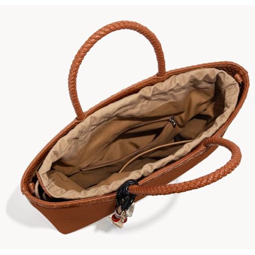 Bolso Tote tejido para mujer, mochila de cuero, bandolera miniatura 7