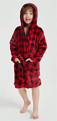 Image of Girls Fleece Robe Boys Hooded Bathrobe Soft Flannel Robe For Kids