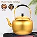 DOITOOL 2 Quart Stainless Steel Tea Kettle Stovetop, Teapot for Stovetop with Ergonomic Handle, Golden Tea Pot Korean Kettle for Coffee Hot Hot Water Boiler for Induction Gas