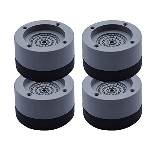 DXIA 4 Piezas Amortiguador de Vibraciones, Almohadillas Goma Antivibracin para Lavadora y Secadora, Soporte de Goma Antivibracin de Bajo Ruido, Antideslizantes Proteccin Alfombrillas,4cm,gris