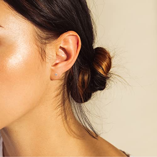 925 Sterling Silver 4 Prong Cubic Zirconia Stud Earrings for Women, Hypoallergenic, Sizes 2mm-6mm2