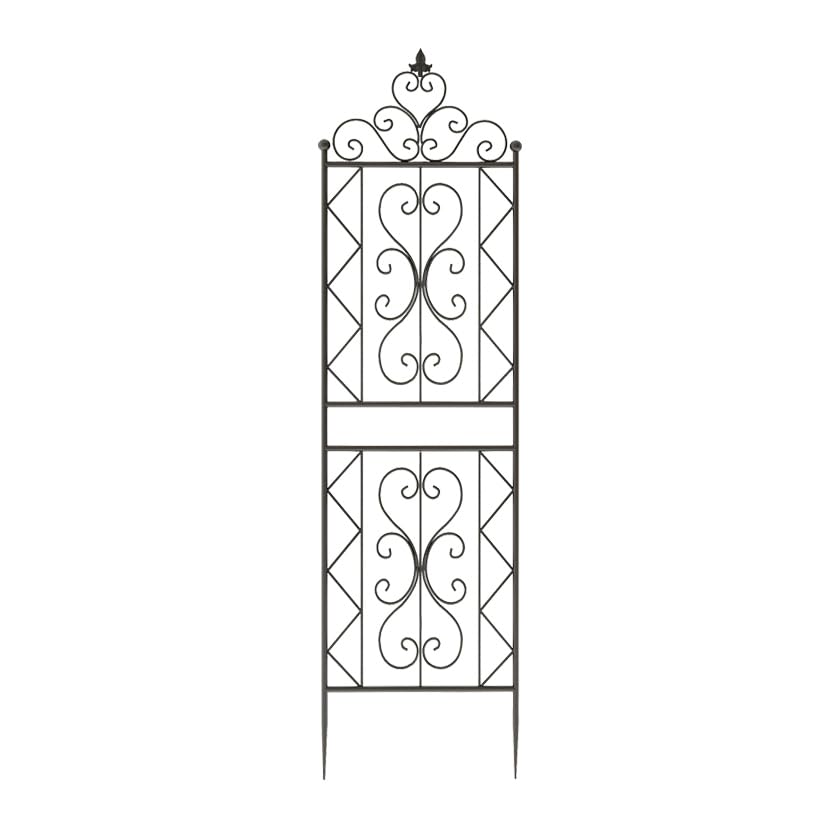 Treillis de jardin en fer forgé noir de 185 cm, lot de 2 cadres de support pour plantes grimpantes, extérieur pour vignes, fleurs et légumes
