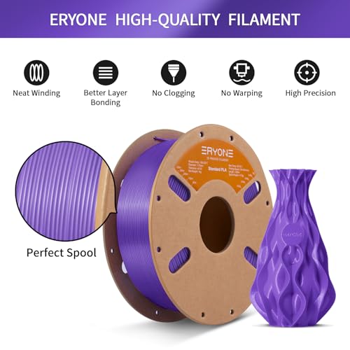 Image of ERYONE PLA Filament 3D Printer PLA Filament 1.75mm + /- 0.03mm, PLA Filament 1KG Cardboard Spool(2.2LBS), Dark Purple