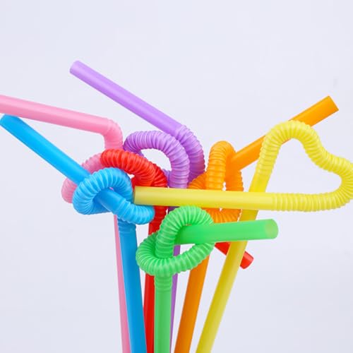 200 pitillos flexibles desechables de plástico rosa 26 cm miniatura 3