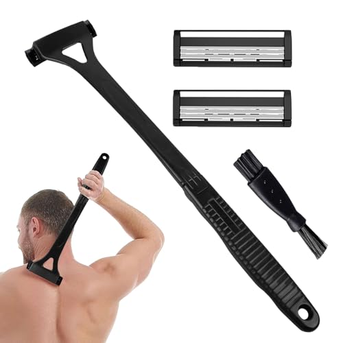 Láquina de barbear nas costas para homem, depiladora ergonómica para homens, depilação no peito e nas costas, também para braços, pernas e abdómen, 45 cm (lâminas de substituição incluídas)