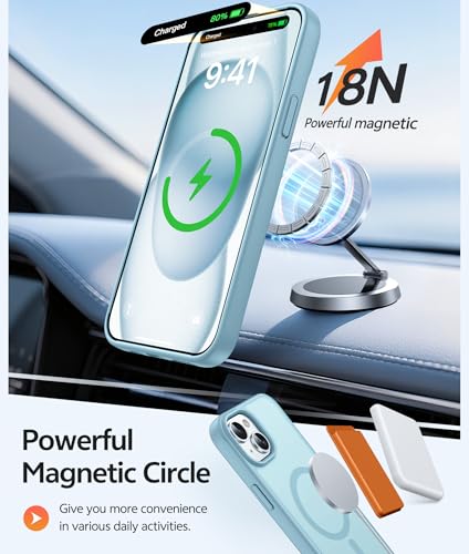 Image of FNTCASE for iPhone 15 Case: for iPhone 14 Case & iPhone 13 Case [Compatible with Magsafe] Translucent Matte Cases with [Screen Protector] Military Grade Shockproof Protective Phone Cover - Teal