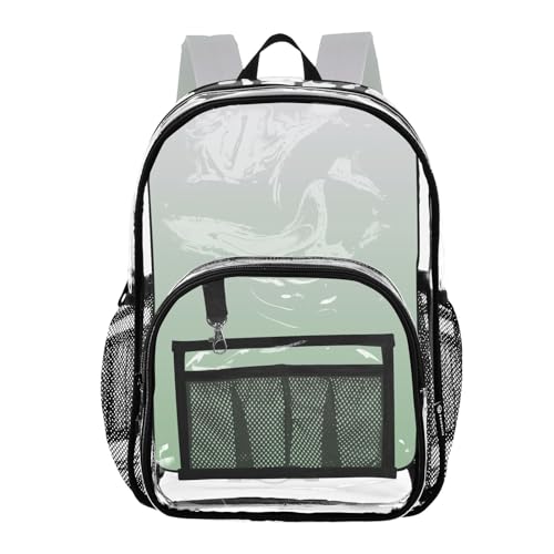 Clear Bag for Women Travel Magnolia Dark Sea Green Gradient Girls Backpack for Kids Approved See through Bag