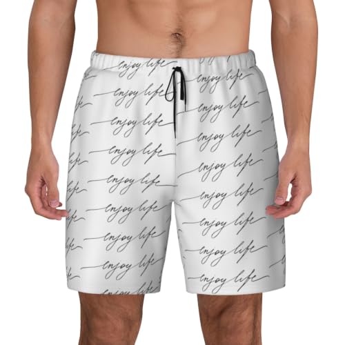 Traje de baño para hombre negro casual Enjoy Life con bolsillos para playa y surf