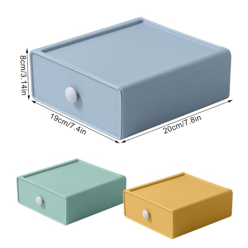 quiodok 3 Stück Kunststoff Stapelbare Schreibtisch Stapelbare Schubladenboxen Schreibtisch Organizer mit Schubladen Schubladenbox Schreibtisch für Bürobedarf, Heimaufbewahrung (3 Farben)