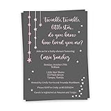 Twinkle Little Star Baby Shower Invitations Girl Invites Upon Stars Gray Grey Pink Girls Customized...