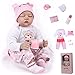 ZIYIUI 22Zoll 55cm Reborn Babys Mädchen Lebensecht Weiches Vinylsilikon Reborn Puppen Neugeborene Echte Babypuppe Toddler Spielzeug Geschenk in Rosa Kleidern