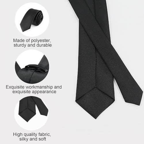 SHUBEIEUMI Herren Krawatten, Klassische Schmale Krawatte 5 cm für Herren, für Büro oder Festliche Veranstaltunge-black