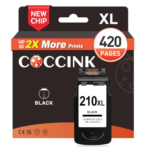COCCINK 210XL Ink Cartridge Black for Canon PG-210 210 XL Printer Ink