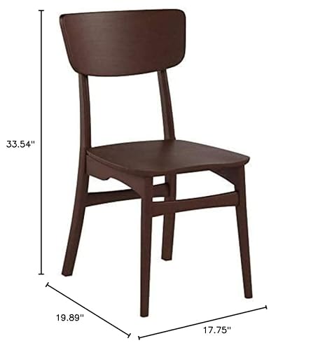 Baxton Studio Set Of 2 Netherlands Mid-Century Modern Scandinavian Style Dark Walnut Bentwood Dining Side Chairs #TOP4