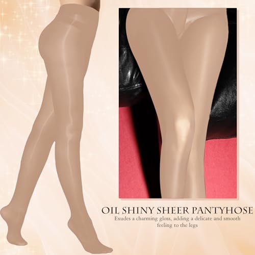 Image of Buauty Shimmer Tights for Women, Shiny Oil Pantyhose Stockings, Oil Bright Shaping Tight Ultra Shiny Sheer Tights High Waist