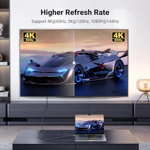 3. Bild von UGREEN USB C auf HDMI Kabel 4K 60Hz 2m Thunderbolt 3/USB C 3.1 HDMI Kabel UHD Geflochten-Aluminium kompatibel mit iPhone 15 MacBook Pro 2021 iPad Pro/Air, Galaxy S23 Ultra usw. (2M)