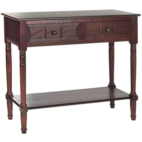 SAFAVIEH Furniture - Samantha 2-Drawer Console Table - Dark Cherry - Solid Wood - Classic Storage Design - Ideal for Entryway, Living Room, Hallway, 35.8'W x 13.8'D x 29.5'H (AMH5710D)