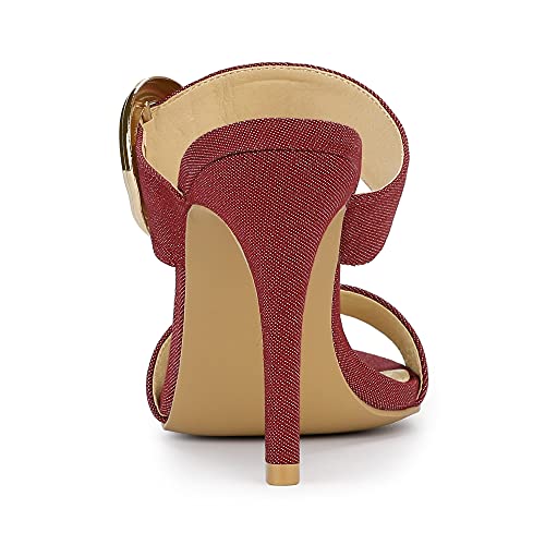 Allegra K Women's Buckle Stiletto Heels Red Slide Sandals 5 M Us #TOP3