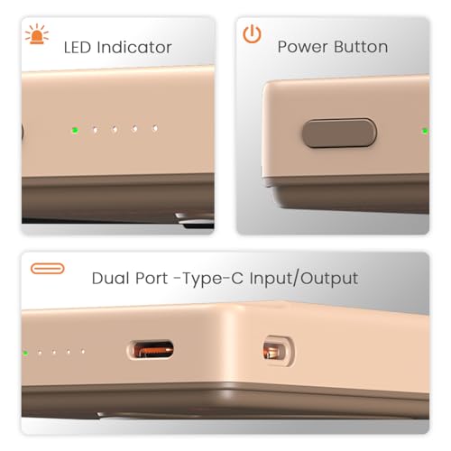 Image of Portronics Chyro 10000mAh Magnetic Wireless Fast Charging Powerbank with MagSafe Mobile Stand,in-Built Type C Cable,20W Max Output for iPhone 12 & Above, Android & Other Qi Enabled Devices(Mocha)