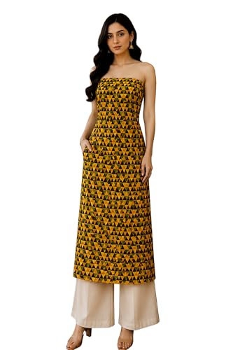 Image of Ethnics of Kutch Women's Ajrakh Modal Silk Natural Dye Hand Block Print Unstitched Kurta Fabric (For Lenght - Refer Bullet Point Below)
