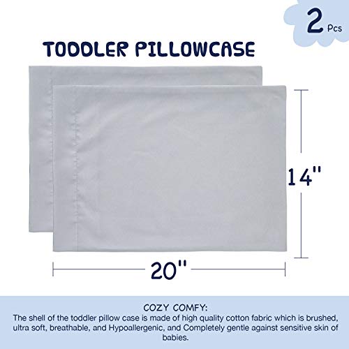 Image of EXQ Home Toddler Pillowcases 13x18 Travel Pillow Case Set of 2, Small Pillow Case Fits Baby Pillow Sized 12x16, 13x18, Kids Pillowcases 2 Pack Machine Washable with Envelope Closure(Light Grey)