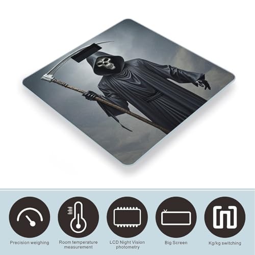 Báscula digital Grim-Reaper de vidrio templado con pantalla LCD miniatura 3