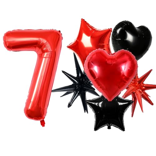 Image of TONIFUL 7th Birthday Balloons Kit 40 Inch Red Large Number 7 Foil Balloon